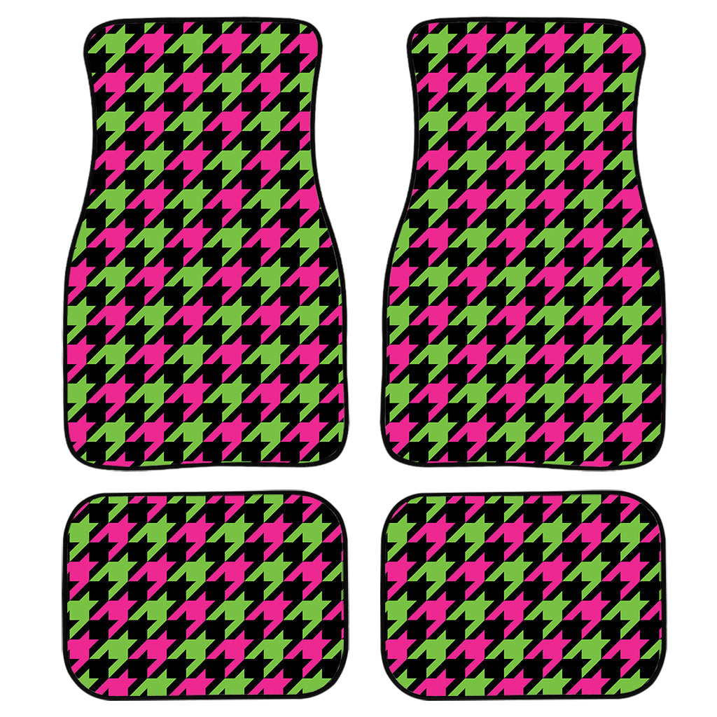 Pink And Green Houndstooth Pattern Print Front And Back Car Floor Mats/ Front Car Mat