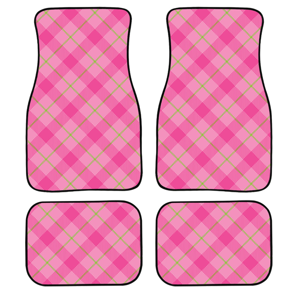Pink And Green Plaid Pattern Print Front And Back Car Floor Mats/ Front Car Mat