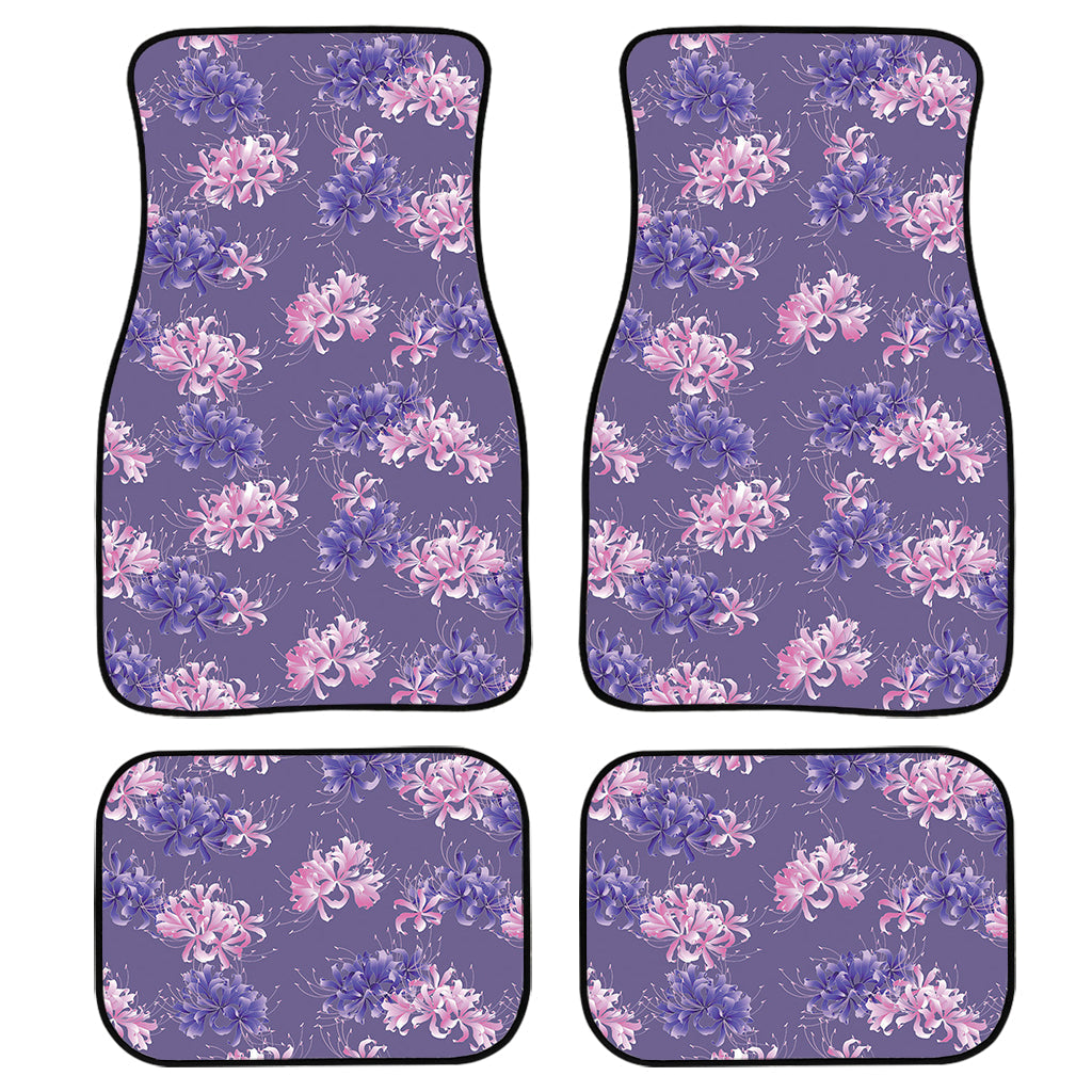 Pink And Purple Japanese Amaryllis Print Front And Back Car Floor Mats/ Front Car Mat