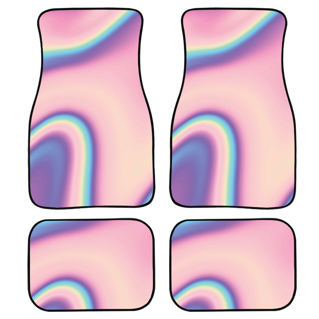 Pink And Teal Holographic Print Front And Back Car Floor Mats/ Front Car Mat