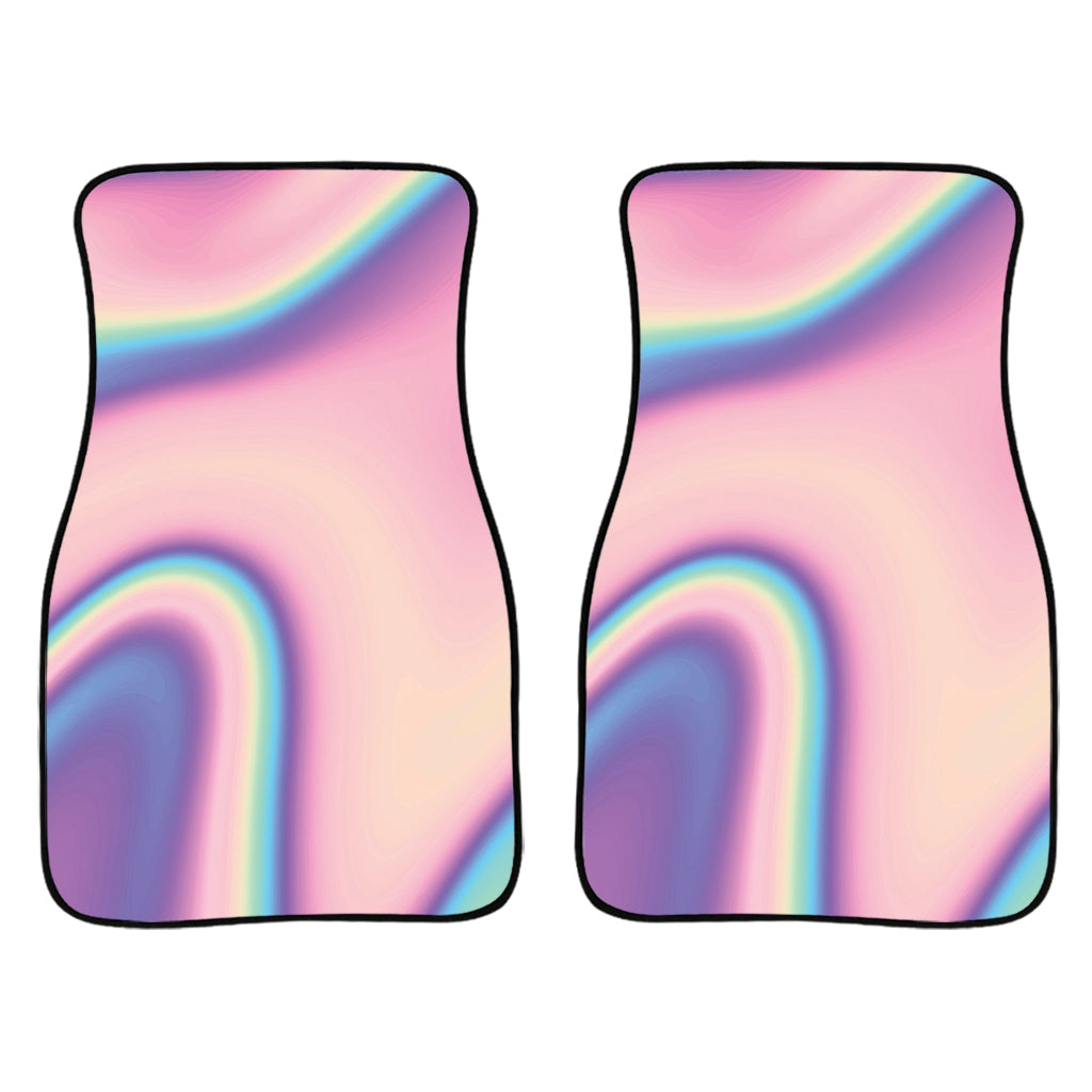Pink And Teal Holographic Print Front And Back Car Floor Mats/ Front Car Mat