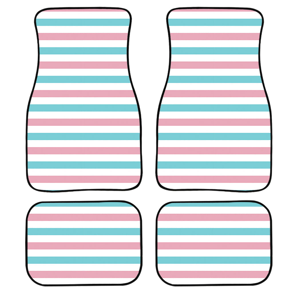 Pink And Teal Striped Pattern Print Front And Back Car Floor Mats/ Front Car Mat