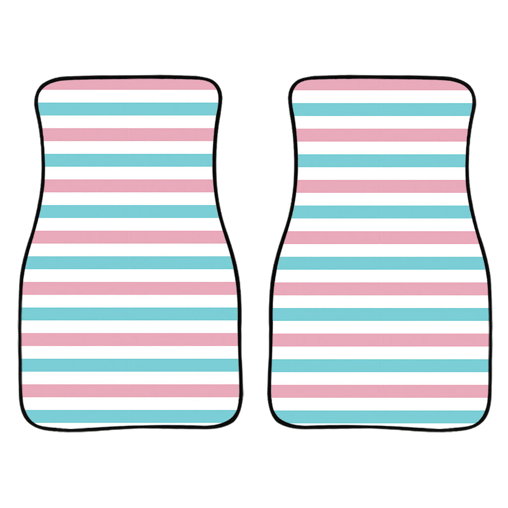 Pink And Teal Striped Pattern Print Front And Back Car Floor Mats/ Front Car Mat