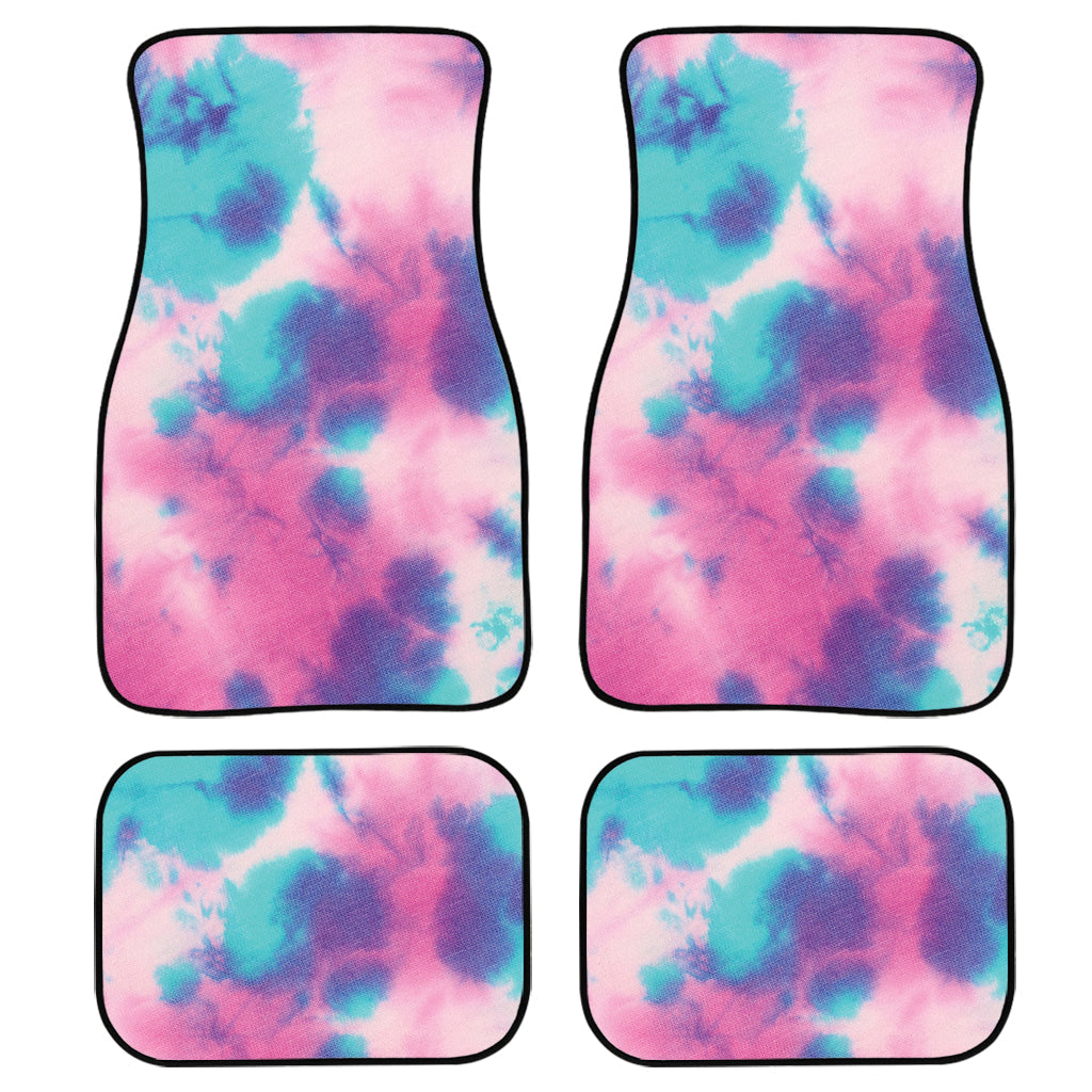 Pink And Teal Tie Dye Print Front And Back Car Floor Mats/ Front Car Mat