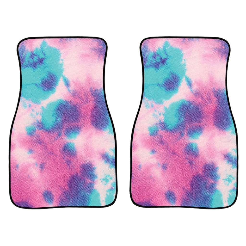 Pink And Teal Tie Dye Print Front And Back Car Floor Mats/ Front Car Mat