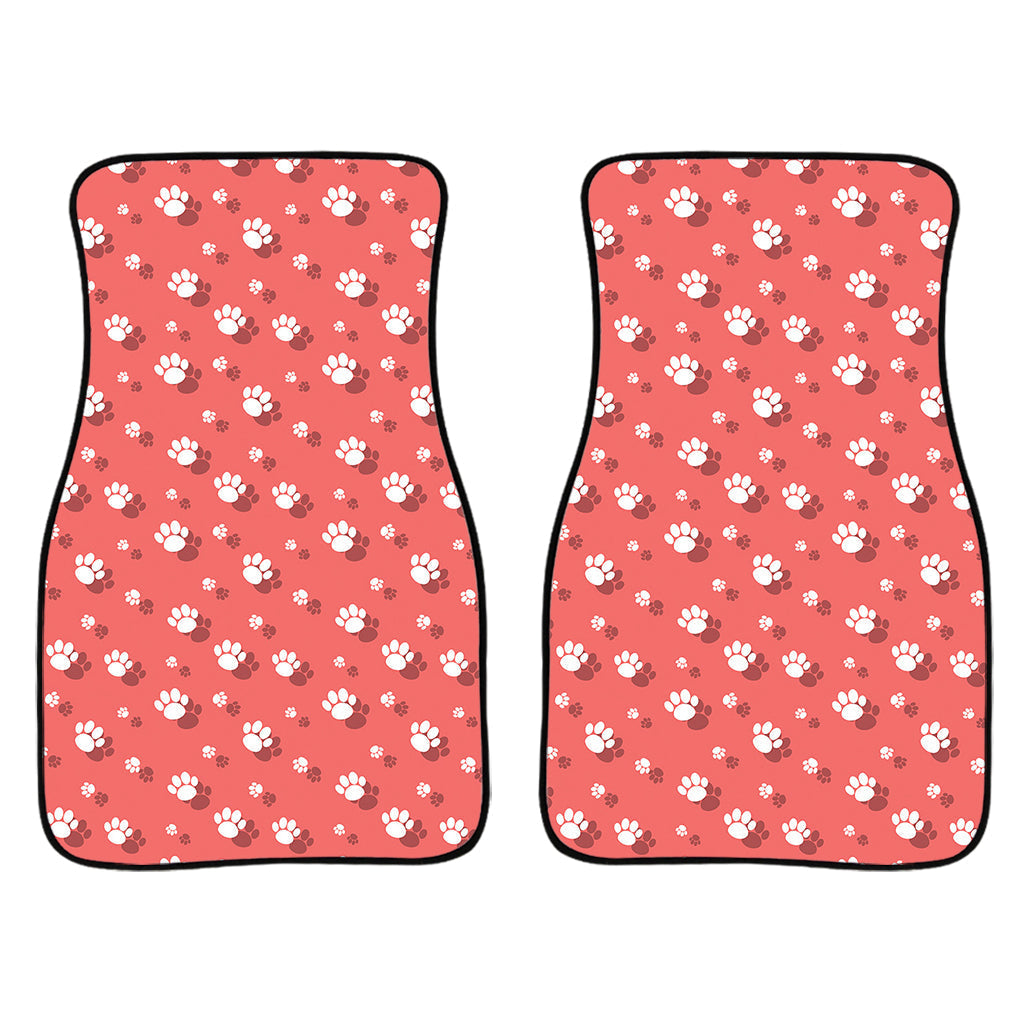 Pink And White Animal Paw Pattern Print Front And Back Car Floor Mats/ Front Car Mat