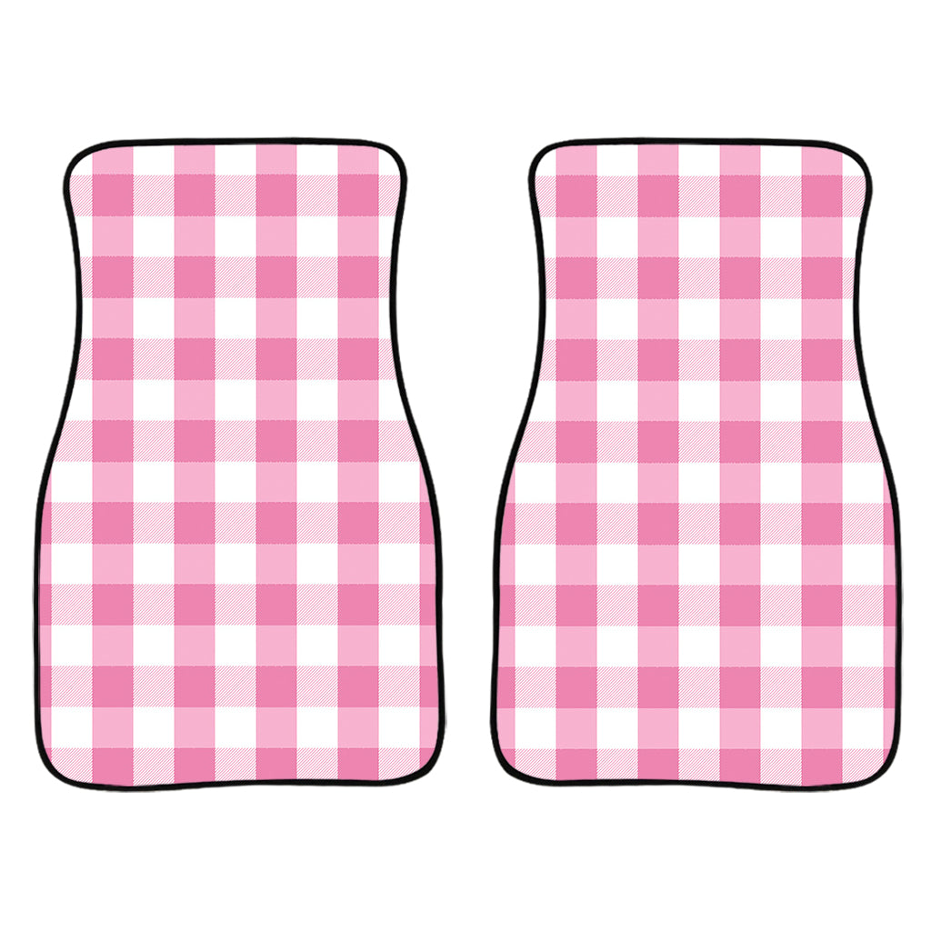 Pink And White Check Pattern Print Front And Back Car Floor Mats/ Front Car Mat