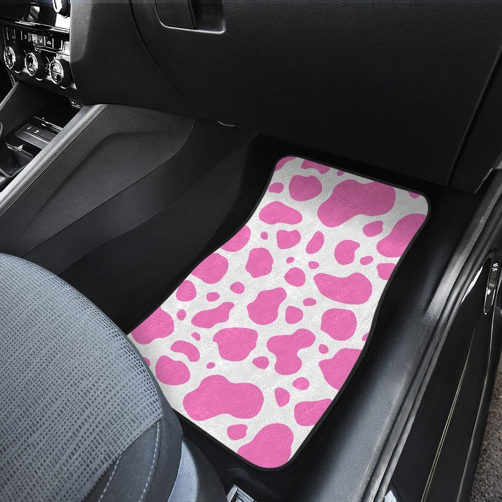 Pink And White Cow Print Front And Back Car Floor Mats/ Front Car Mat