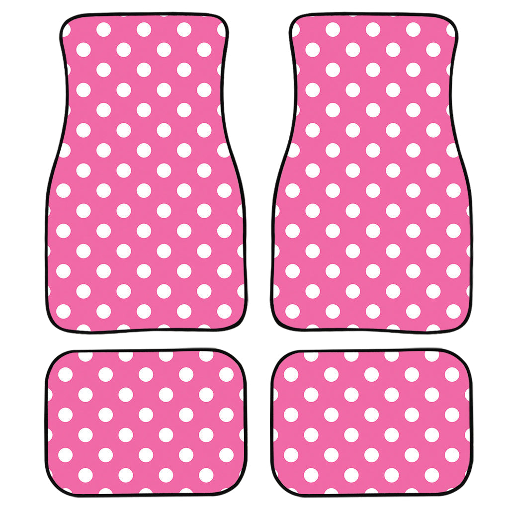Pink And White Polka Dot Pattern Print Front And Back Car Floor Mats/ Front Car Mat