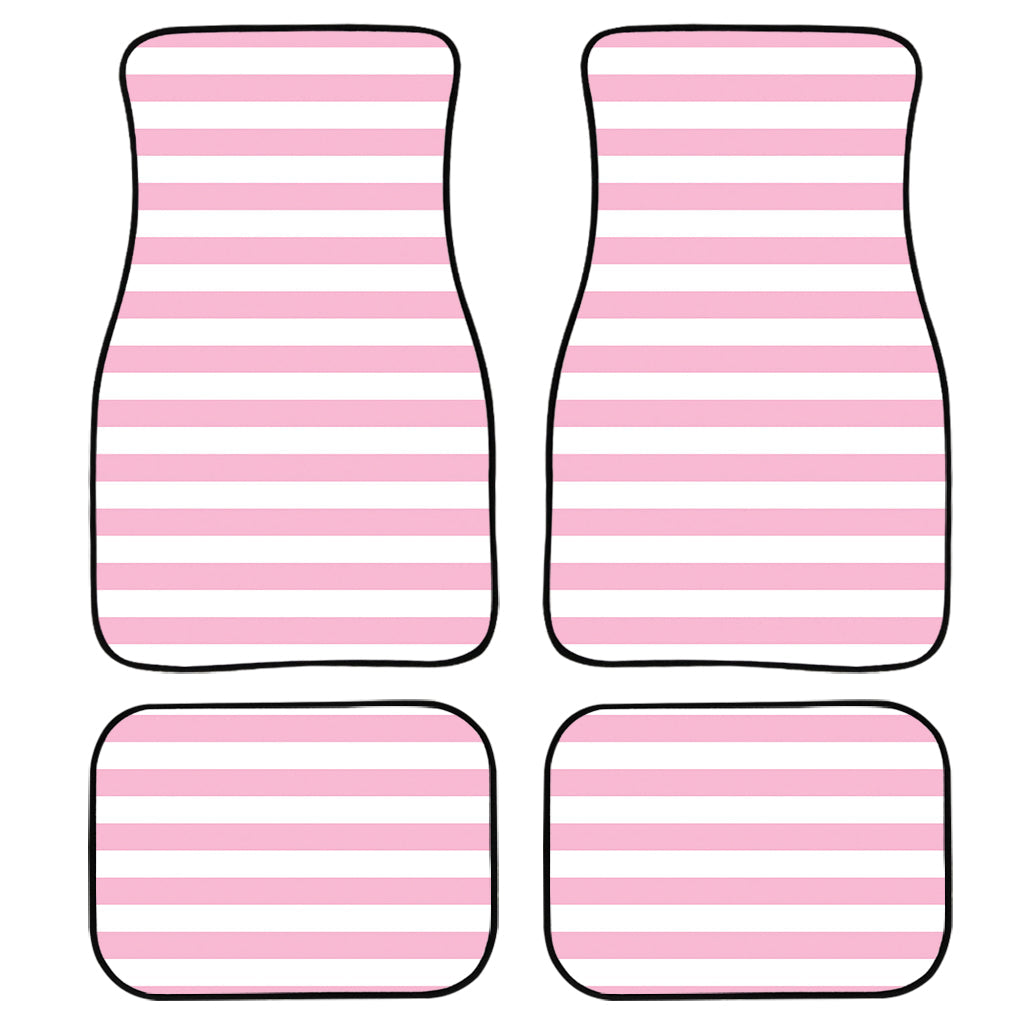 Pink And White Striped Pattern Print Front And Back Car Floor Mats/ Front Car Mat