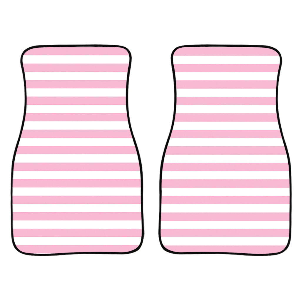 Pink And White Striped Pattern Print Front And Back Car Floor Mats/ Front Car Mat