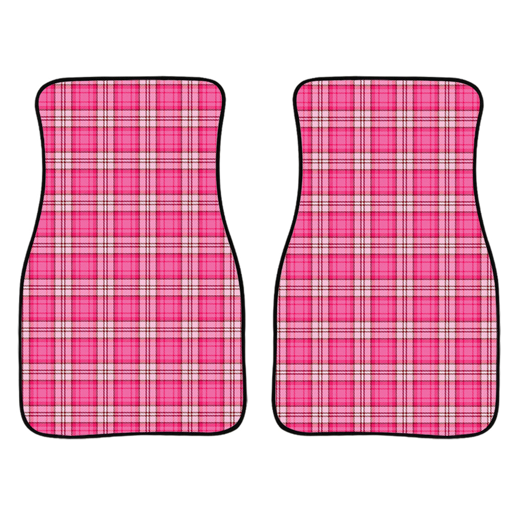 Pink And White Tartan Pattern Print Front And Back Car Floor Mats/ Front Car Mat
