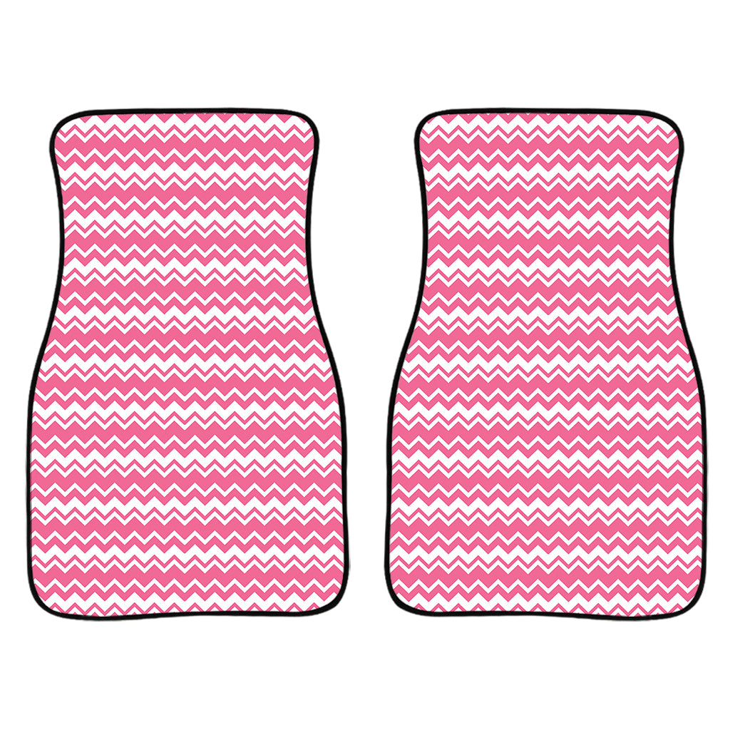 Pink And White Zigzag Pattern Print Front And Back Car Floor Mats/ Front Car Mat