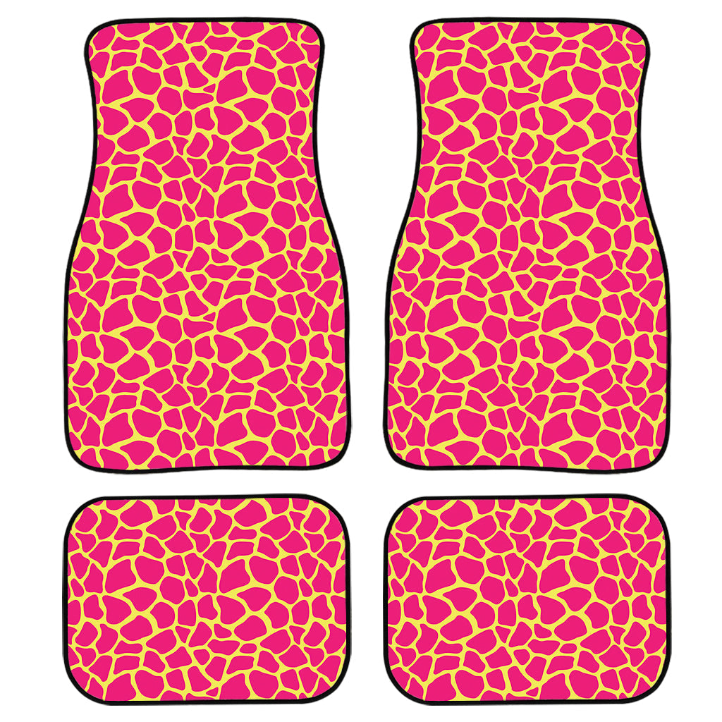 Pink And Yellow Giraffe Pattern Print Front And Back Car Floor Mats/ Front Car Mat