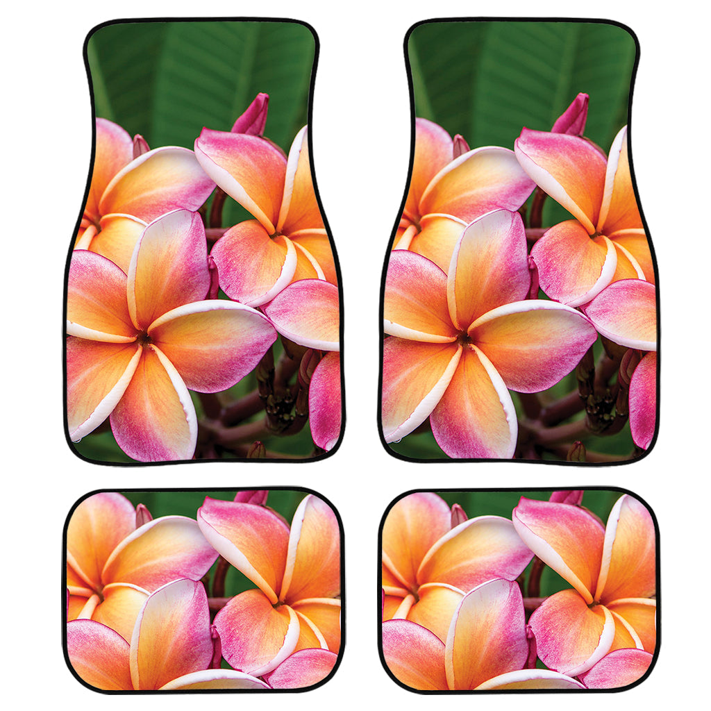 Pink And Yellow Plumeria Flower Print Front And Back Car Floor Mats/ Front Car Mat