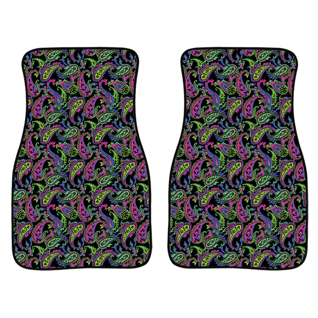 Pink Blue And Green Paisley Print Front And Back Car Floor Mats/ Front Car Mat