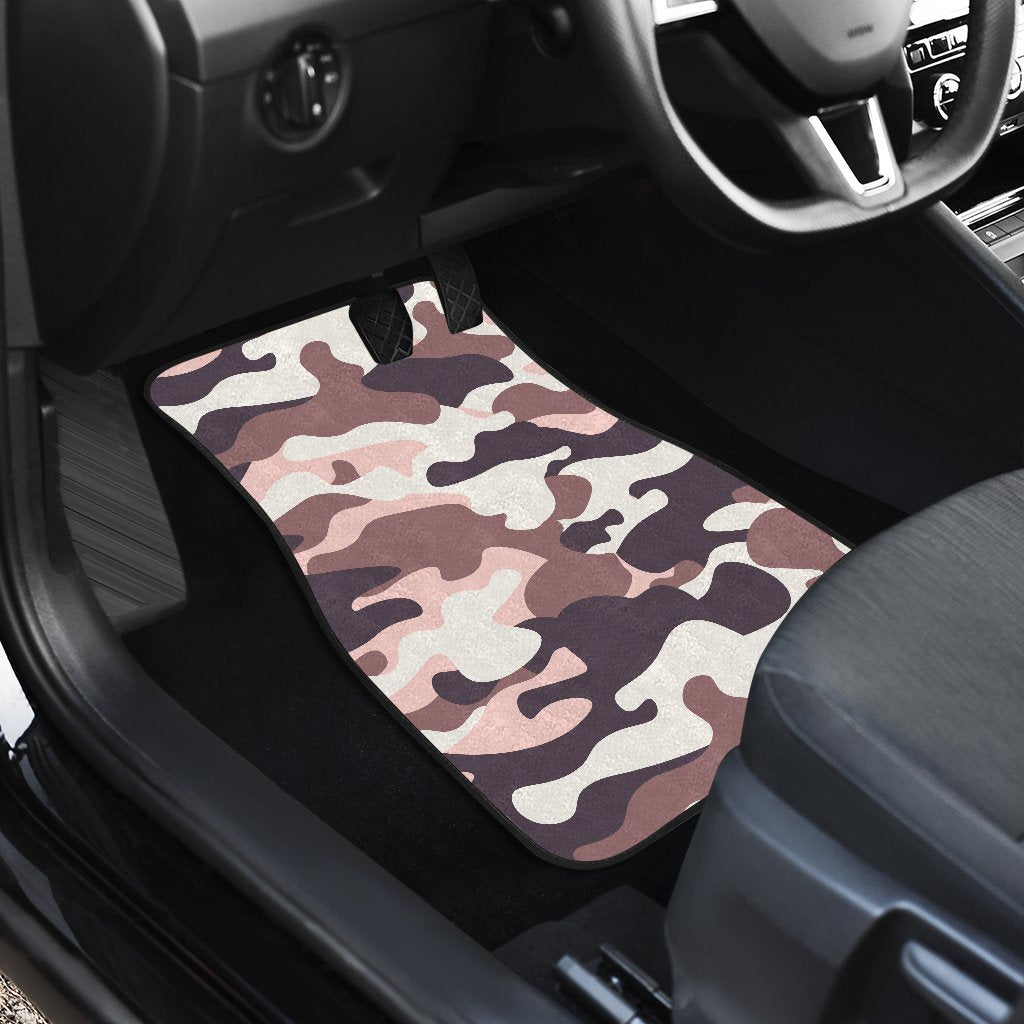 Pink Brown Camouflage Print Front And Back Car Floor Mats/ Front Car Mat