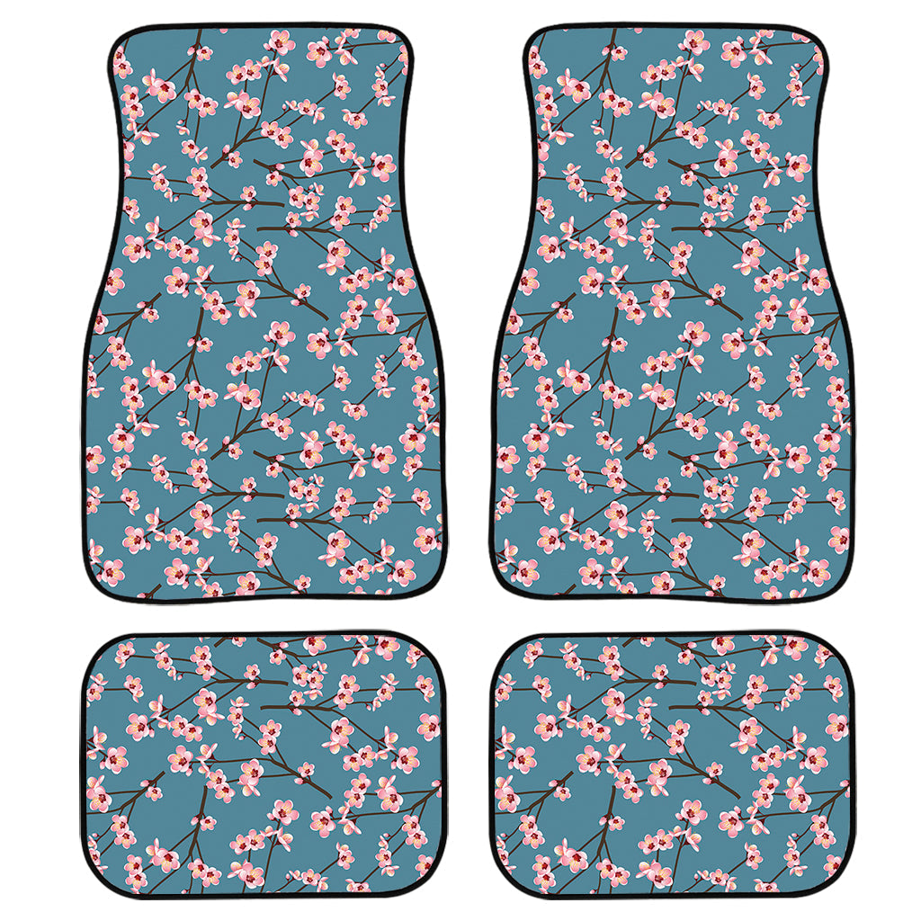 Pink Cherry Blossom Pattern Print Front And Back Car Floor Mats/ Front Car Mat