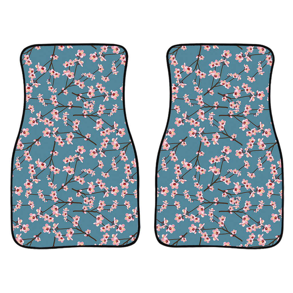 Pink Cherry Blossom Pattern Print Front And Back Car Floor Mats/ Front Car Mat