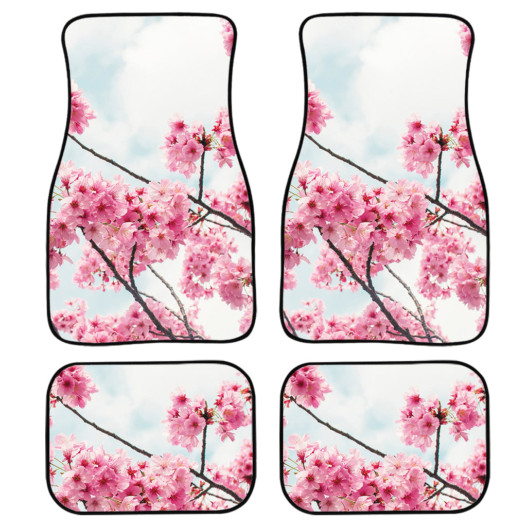 Pink Cherry Blossom Print Front And Back Car Floor Mats/ Front Car Mat
