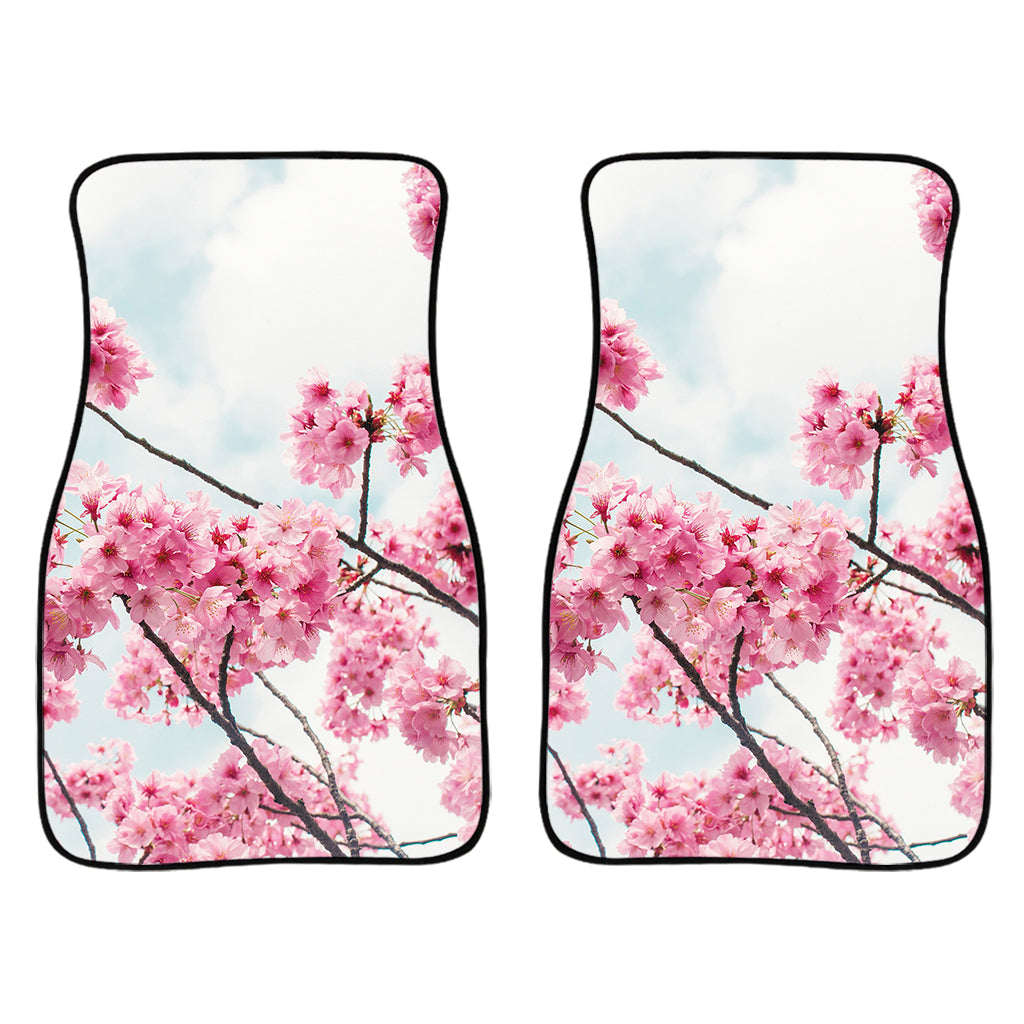 Pink Cherry Blossom Print Front And Back Car Floor Mats/ Front Car Mat