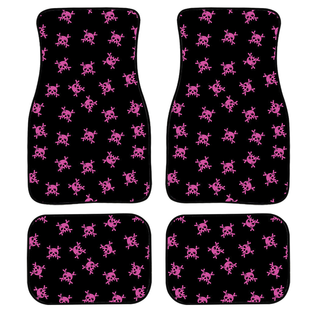 Pink Emo Skull Pattern Print Front And Back Car Floor Mats/ Front Car Mat