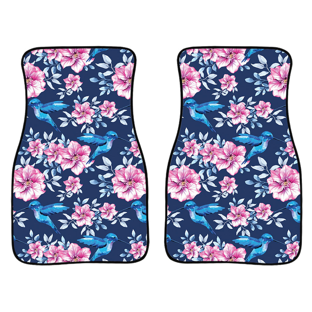 Pink Flowers And Hummingbird Print Front And Back Car Floor Mats/ Front Car Mat
