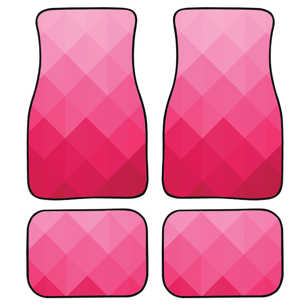 Pink Geometric Square Pattern Print Front And Back Car Floor Mats/ Front Car Mat