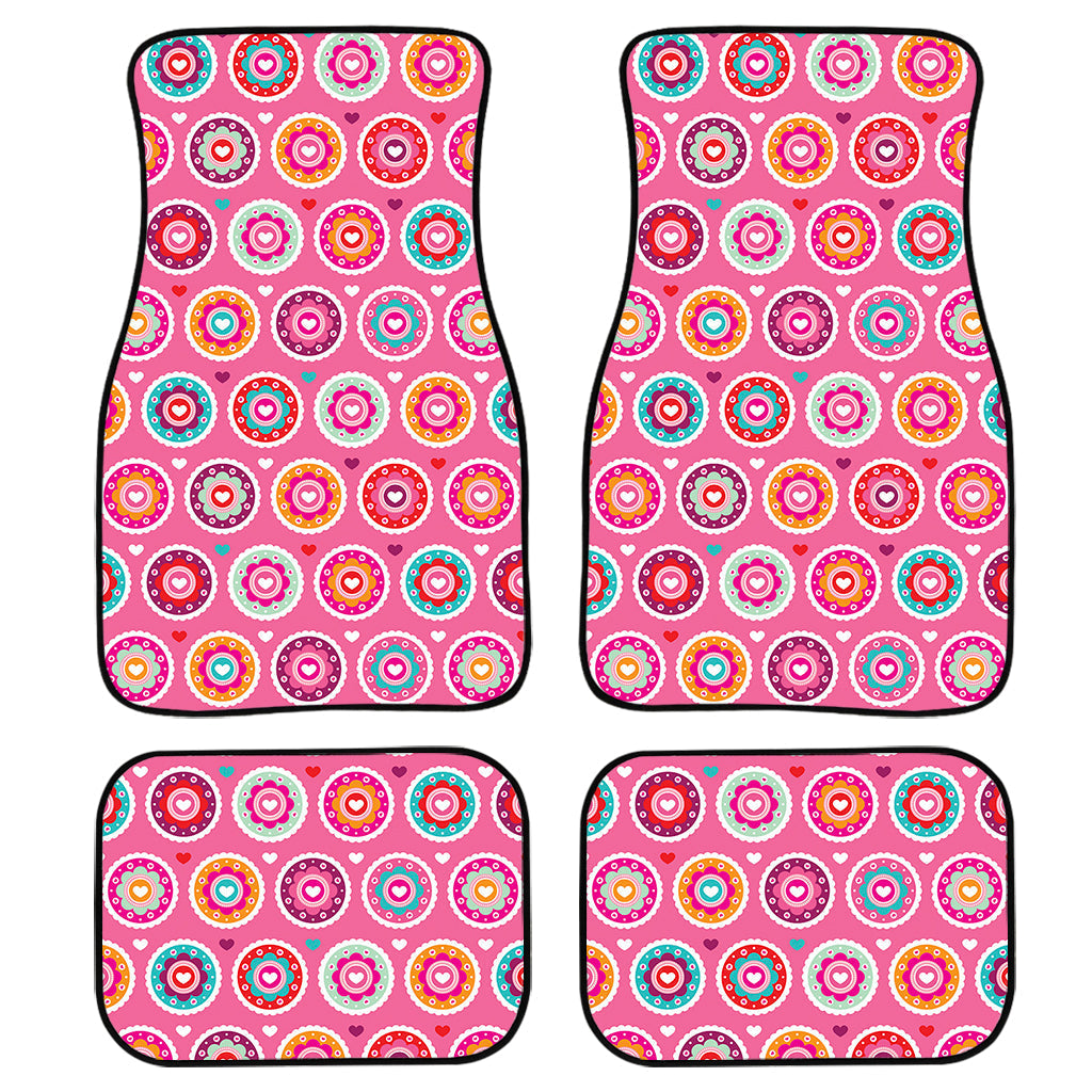 Pink Girly Flower Pattern Print Front And Back Car Floor Mats/ Front Car Mat