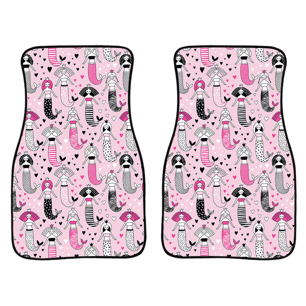 Pink Girly Mermaid Pattern Print Front And Back Car Floor Mats/ Front Car Mat