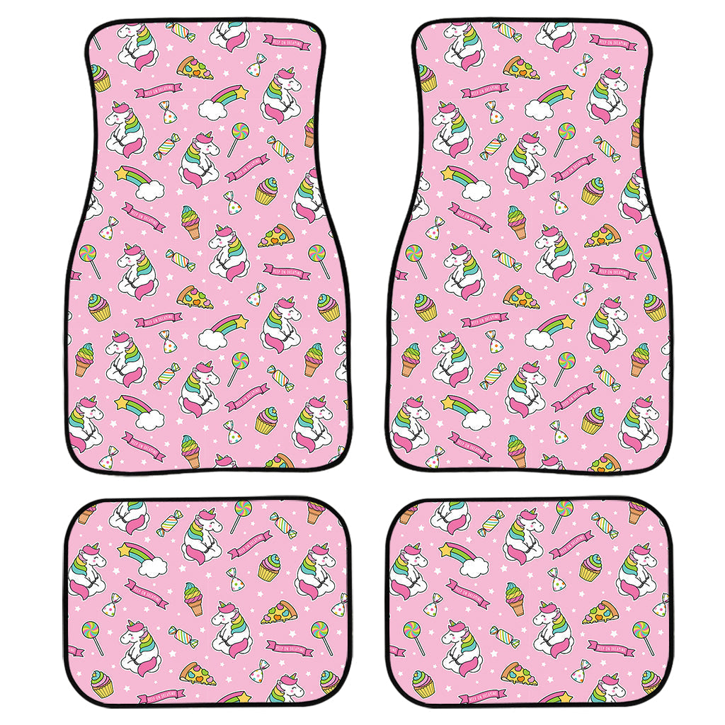 Pink Girly Unicorn Pattern Print Front And Back Car Floor Mats/ Front Car Mat