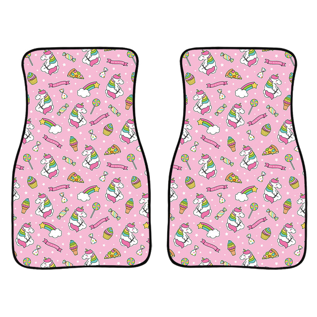 Pink Girly Unicorn Pattern Print Front And Back Car Floor Mats/ Front Car Mat
