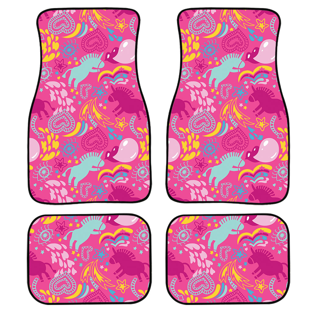 Pink Girly Unicorn Print Front And Back Car Floor Mats/ Front Car Mat