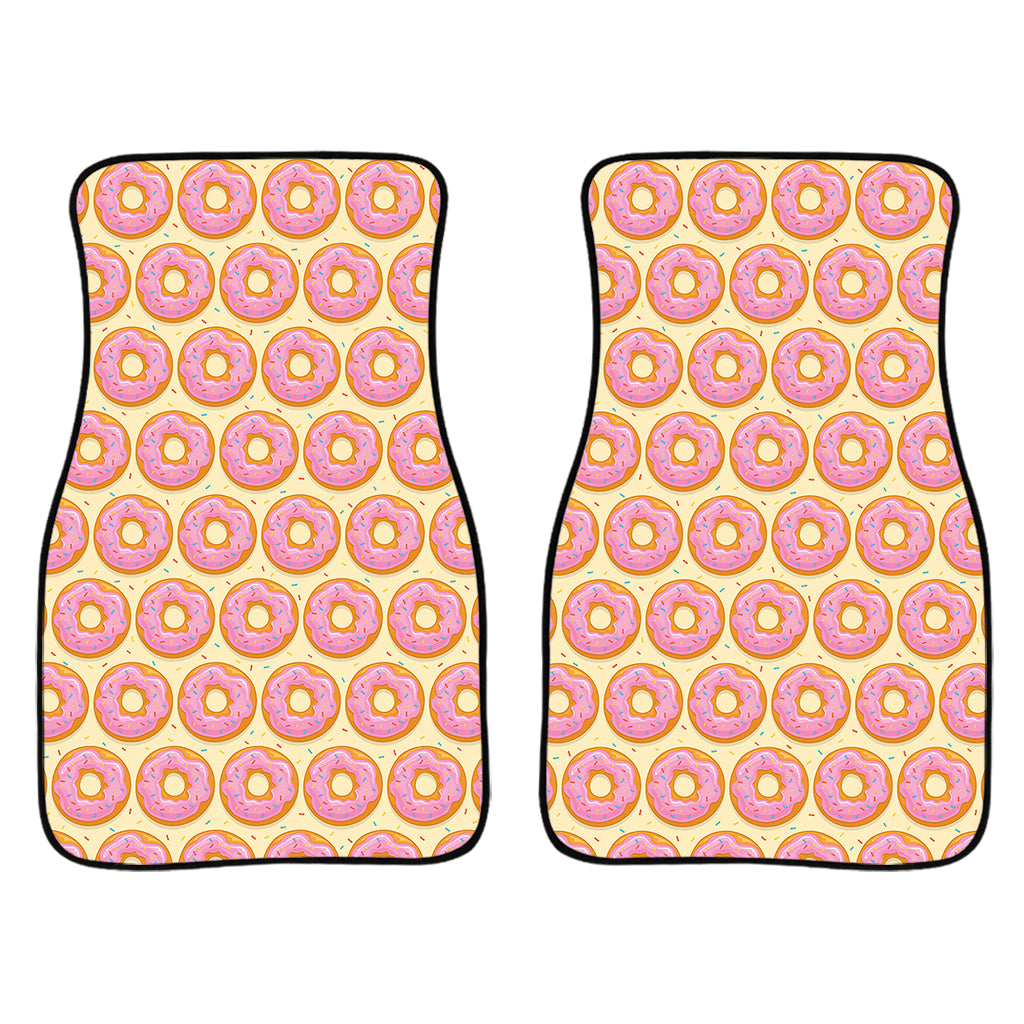 Pink Glazed Donut Pattern Print Front And Back Car Floor Mats/ Front Car Mat