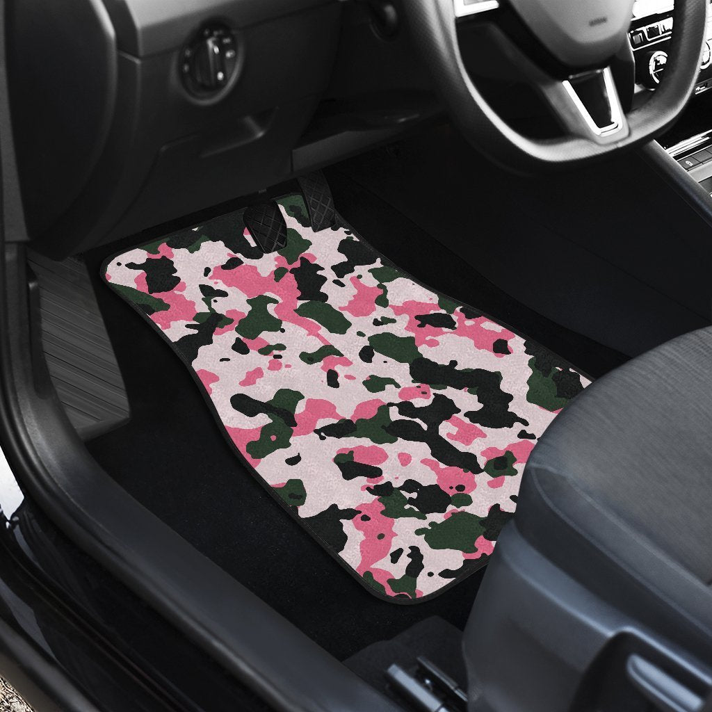 Pink Green And Black Camouflage Print Front And Back Car Floor Mats/ Front Car Mat