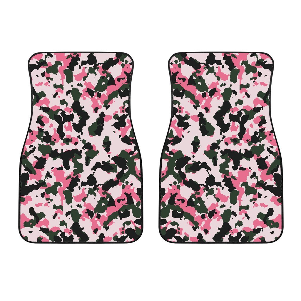 Pink Green And Black Camouflage Print Front And Back Car Floor Mats/ Front Car Mat