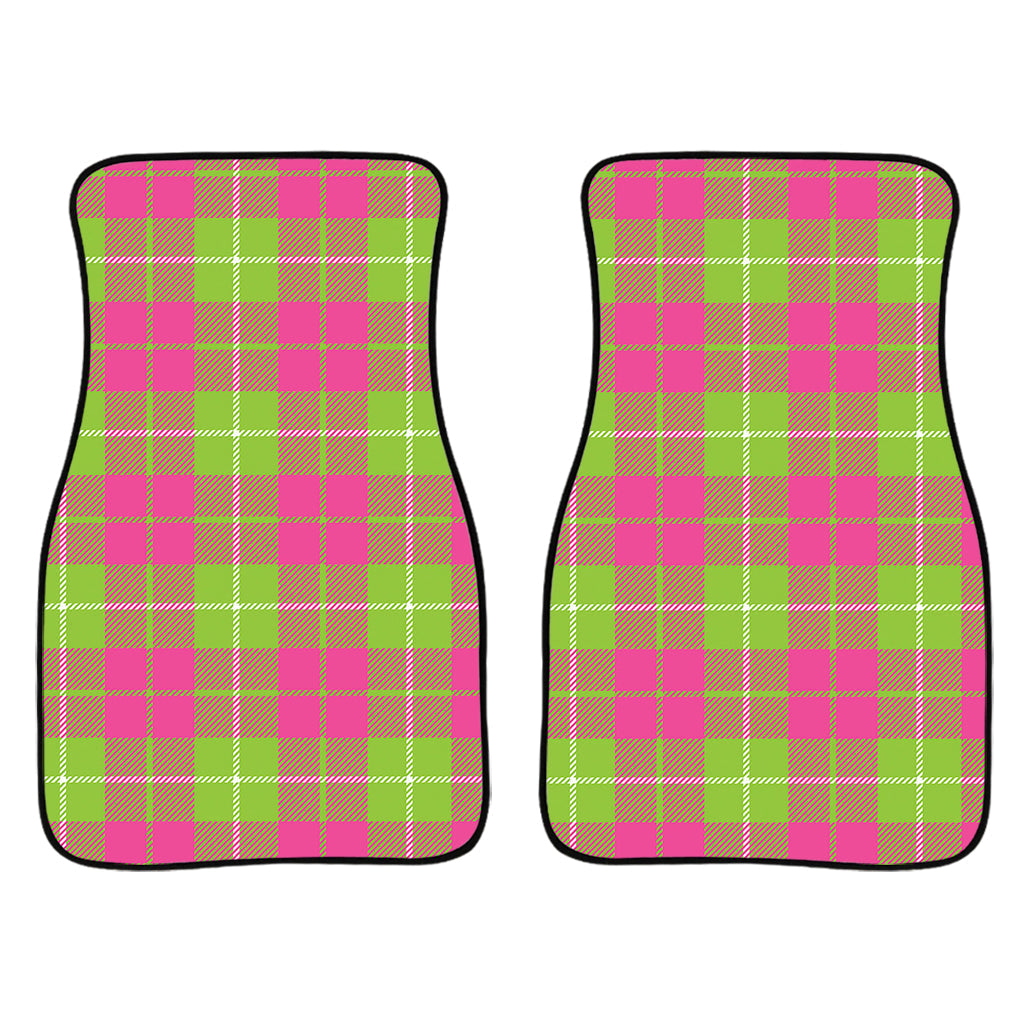 Pink Green And White Tartan Print Front And Back Car Floor Mats/ Front Car Mat