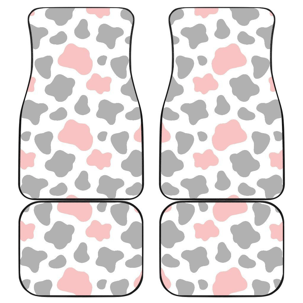 Pink Grey And White Cow Print Front And Back Car Floor Mats/ Front Car Mat