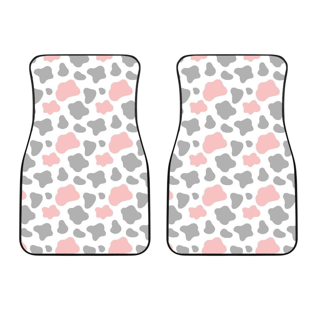 Pink Grey And White Cow Print Front And Back Car Floor Mats/ Front Car Mat
