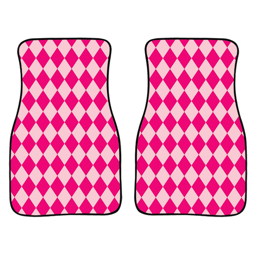 Pink Harlequin Pattern Print Front And Back Car Floor Mats/ Front Car Mat