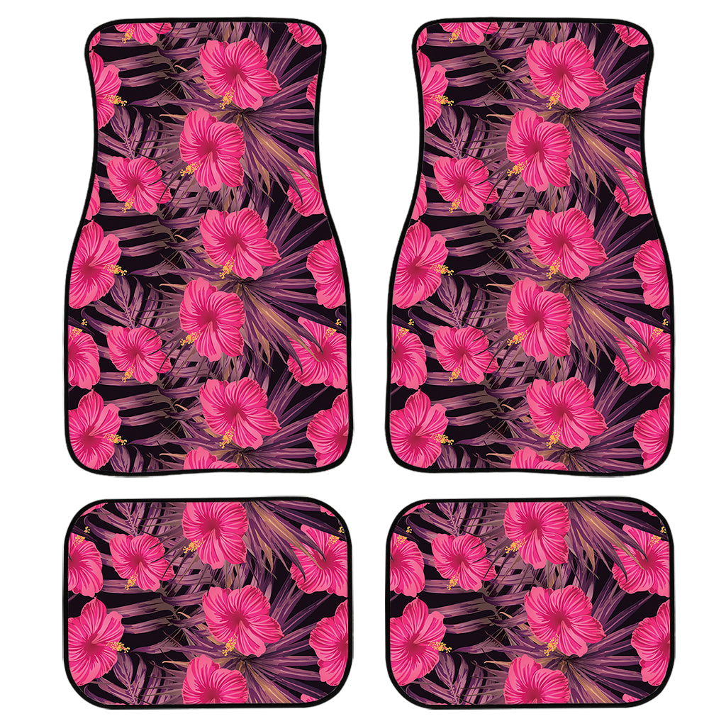 Pink Hawaiian Hibiscus Pattern Print Front And Back Car Floor Mats/ Front Car Mat