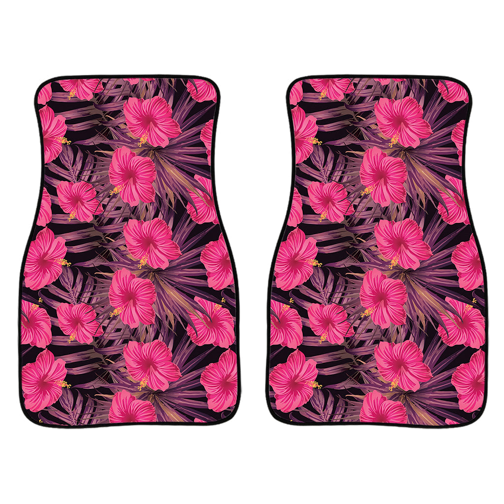 Pink Hawaiian Hibiscus Pattern Print Front And Back Car Floor Mats/ Front Car Mat