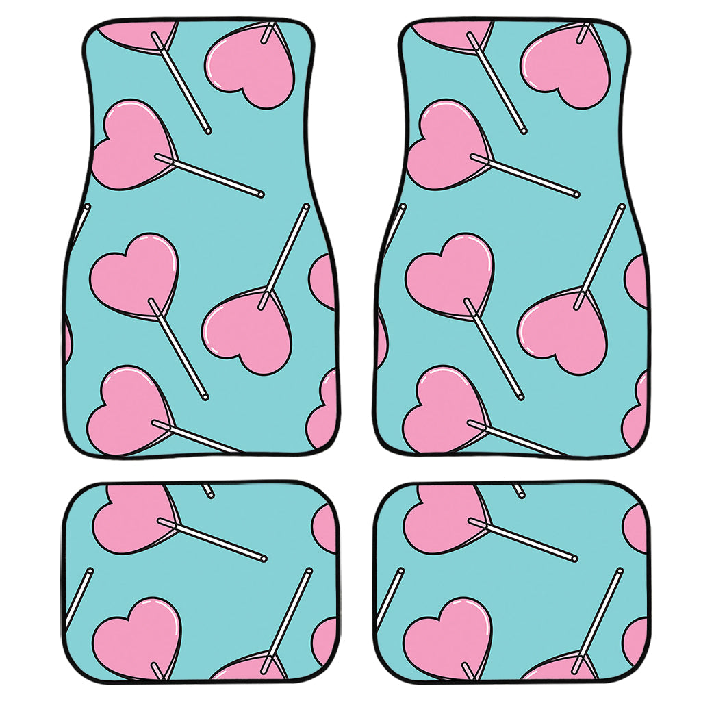 Pink Heart Lollipop Pattern Print Front And Back Car Floor Mats/ Front Car Mat