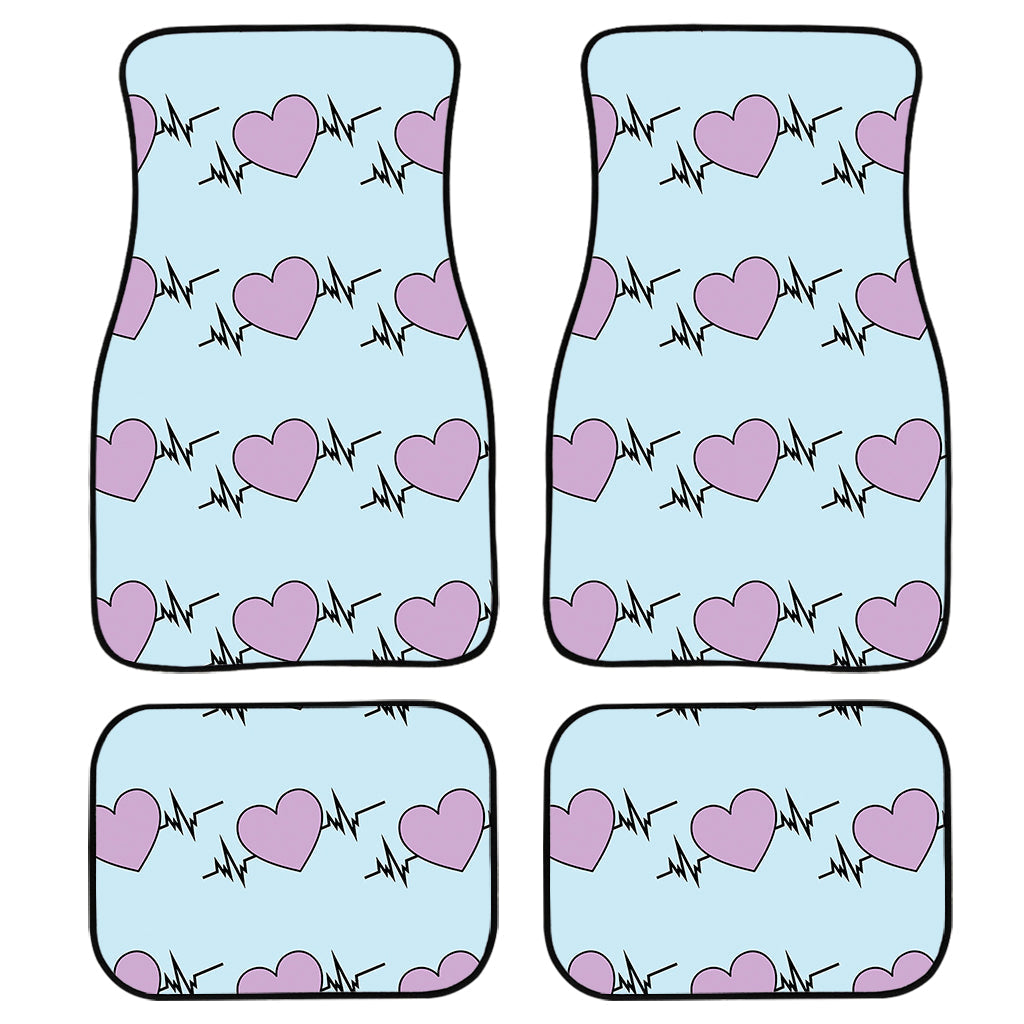 Pink Heartbeat Pattern Print Front And Back Car Floor Mats/ Front Car Mat