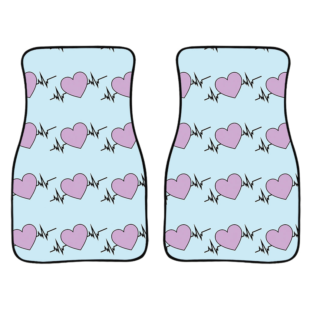 Pink Heartbeat Pattern Print Front And Back Car Floor Mats/ Front Car Mat