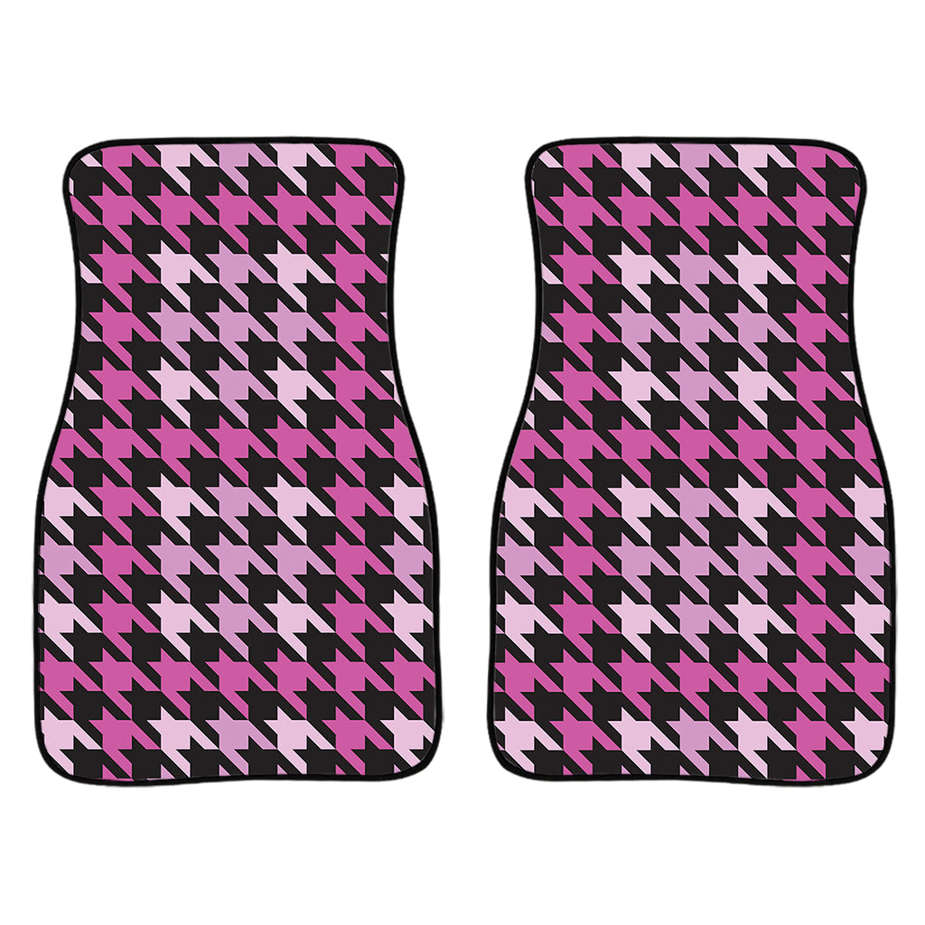 Pink Houndstooth Pattern Print Front And Back Car Floor Mats/ Front Car Mat