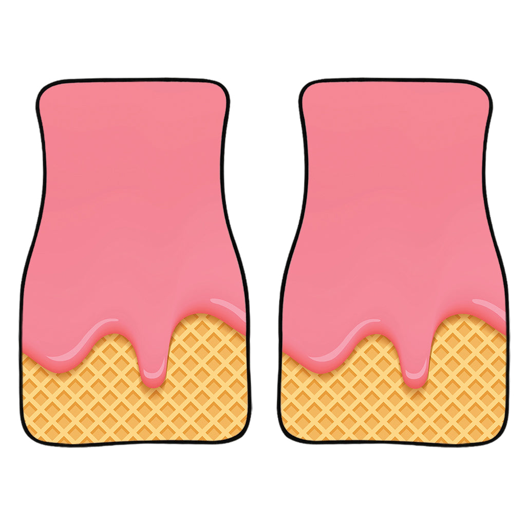 Pink Ice Cream Melted Print Front And Back Car Floor Mats/ Front Car Mat