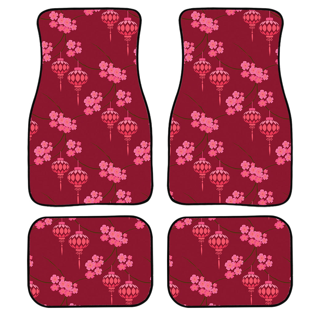 Pink Japanese Lantern Pattern Print Front And Back Car Floor Mats/ Front Car Mat