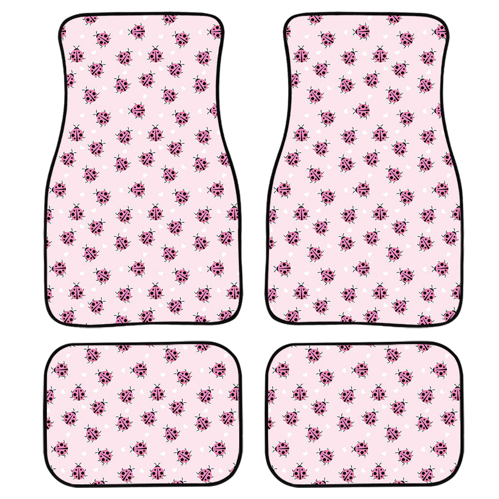 Pink Ladybug Pattern Print Front And Back Car Floor Mats/ Front Car Mat