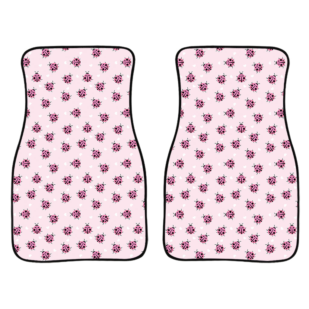Pink Ladybug Pattern Print Front And Back Car Floor Mats/ Front Car Mat